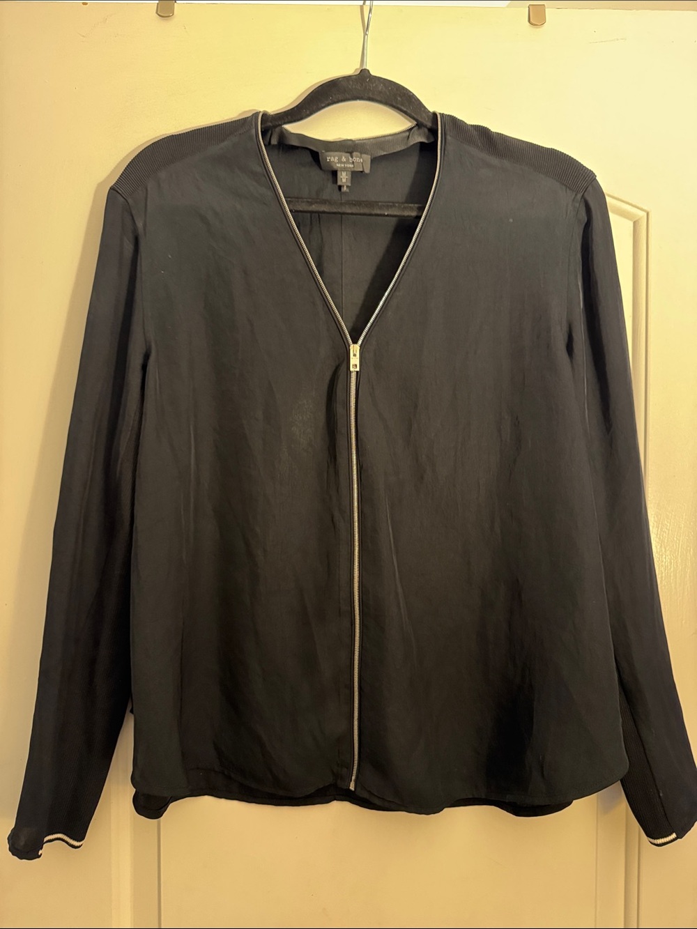 rag & bone Black Zip-Front V-Neck Shirt
